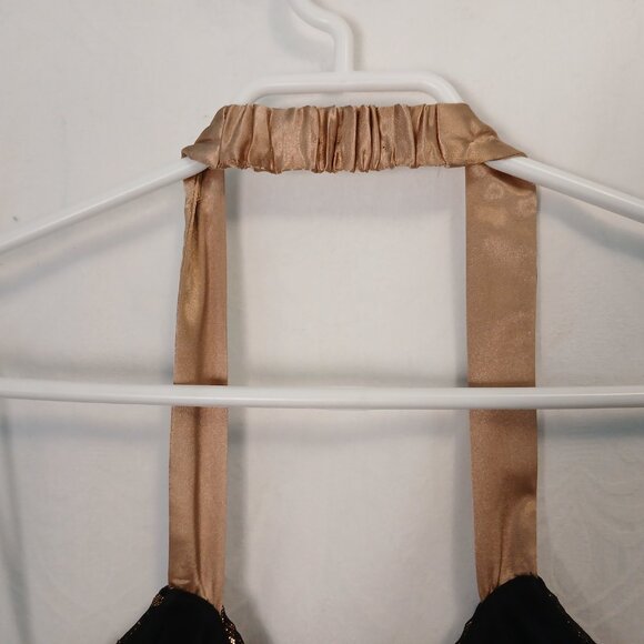 Gold & Black Halter Party Dress with bow at back - Picture 6 of 6